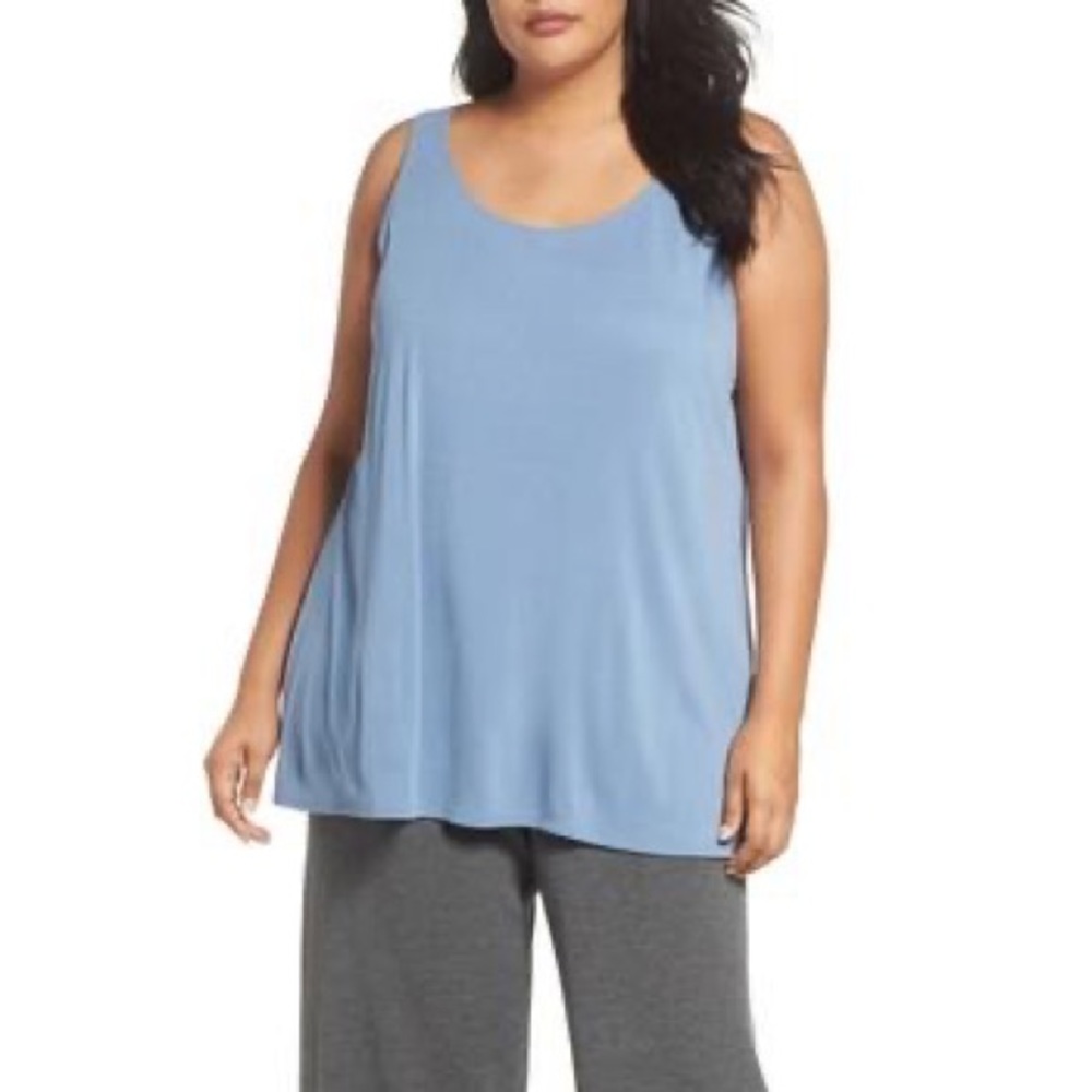 Eileen fisher silk jersey tank in pond blue size medium